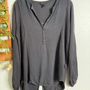 Lucky Brand Dark Grey Long Sleeve Blouse
